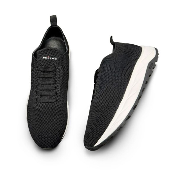 Мужские кроссовки Kiton Patterned Jacquard Black