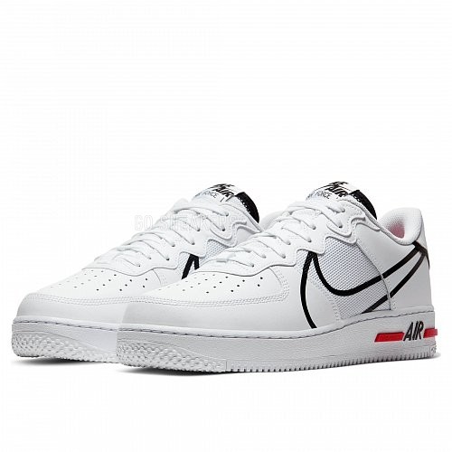 Унисекс кроссовки Nike Air Force 1 React White Black Red
