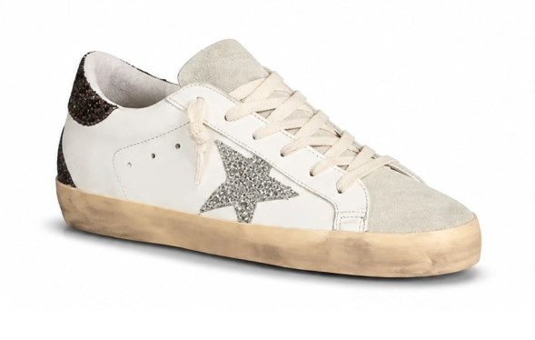 Женские кеды Golden Goose Super-Star Wmns White Silver Black Glitter