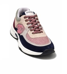 Chanel Tweed Sneakers Beige/Pink/Grey