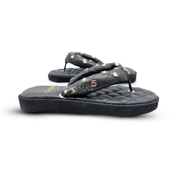 Женские шлепки Chanel 5 Flip-flops Black