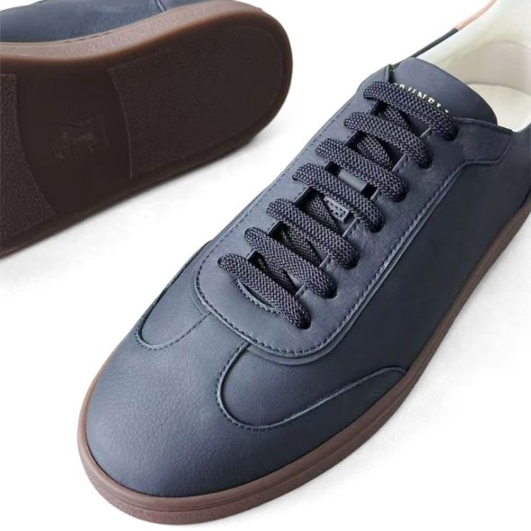 Мужские кеды Brunello Cucinelli Leather Sneakers Navy